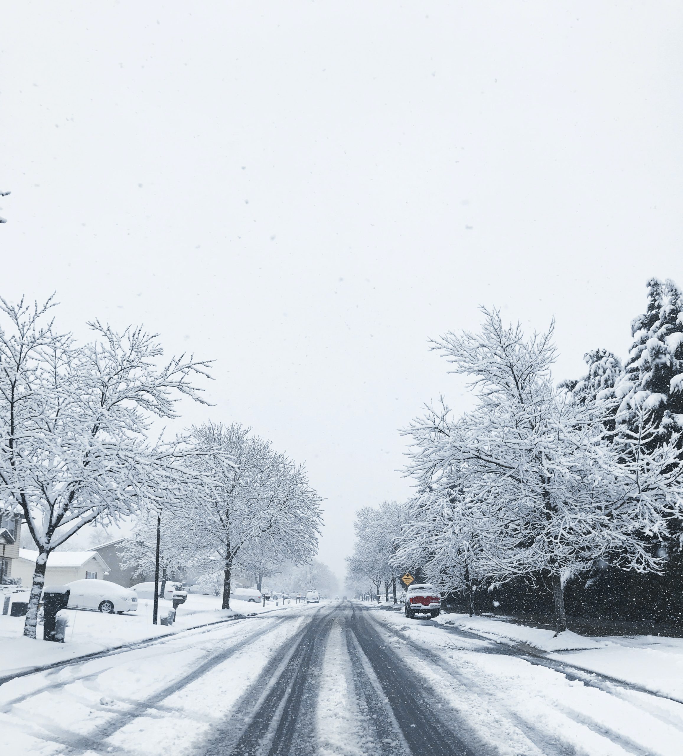 Snow on a residential street